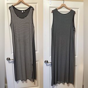 Susina Black& White Striped Sleeveless Maxi Dress: different fabrics front/back!